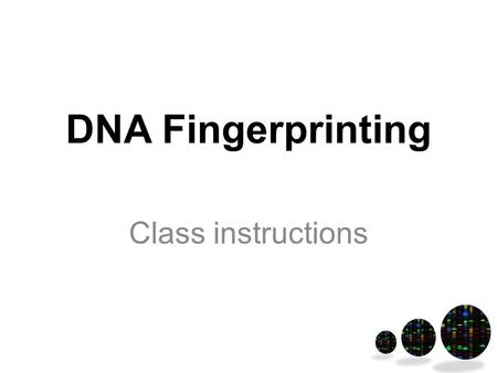 DNA Fingerprinting Class instructions. In this lesson your students will learn DNA fingerprinting uses STR repeats STRs are repeats of short sequences.
