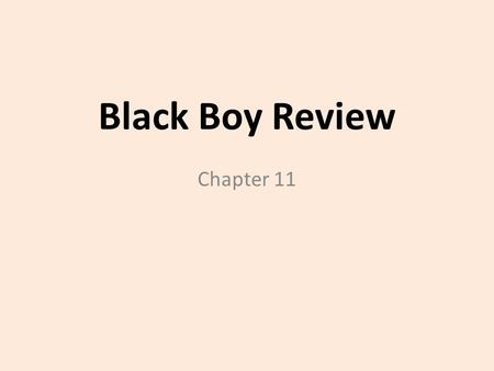Black Boy Review Chapter 11. Review Chapter 10 Richard participates in the ticket scam and steals enough to pay for his train ticket north He rides in.