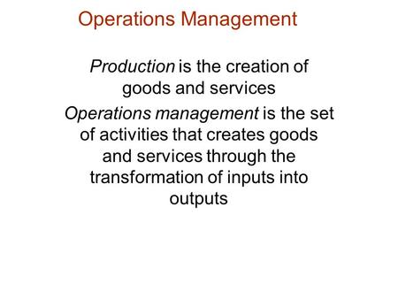 Operations Management