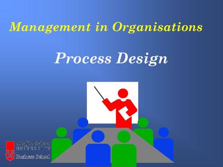 Management in Organisations Process Design. What is process design ? The differentiation between manufacturing and service design. When is process design.