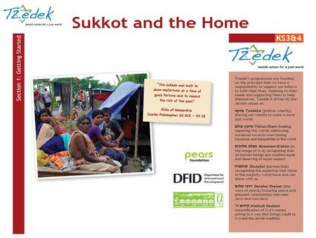 Aims for the Lesson Use the festival of Sukkot to create awareness and provide tools to help pupils formulate a response to homelessness and inadequate.