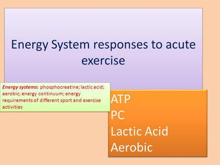 Energy System responses to acute exercise