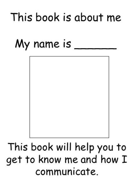 This book is about me My name is ______ This book will help you to get to know me and how I communicate.