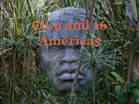 Ch.9 and 16 Americas. THE ANIMAL THAT APPEARS IN MANY OLMEC CARVINGS, SOMETIMES IN A HALF-HUMAN, HALF-ANIMAL FORM. Jaquar.