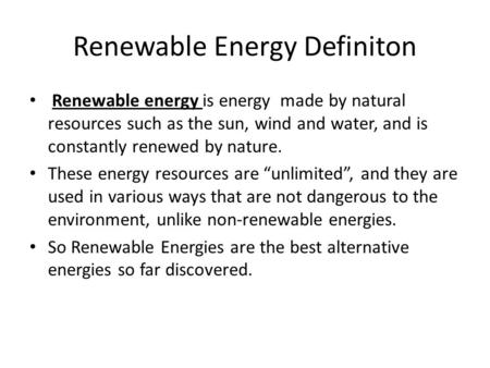 Renewable Energy Definiton