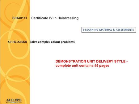 SIH40111 Certificate IV in Hairdressing