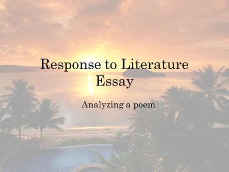 Response to Literature Essay