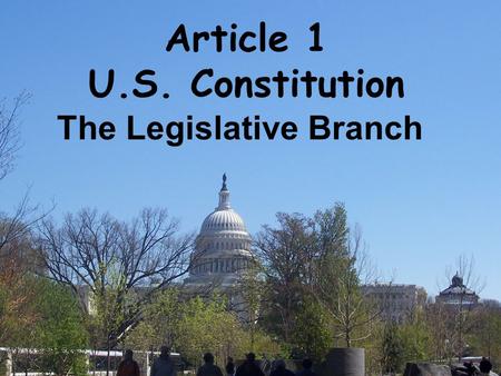 Article 1 U.S. Constitution
