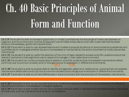Ch. 40 Basic Principles of Animal Form and Function