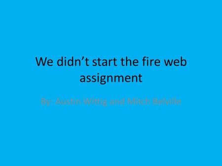 We didn’t start the fire web assignment By: Austin Wittig and Mitch Belville.