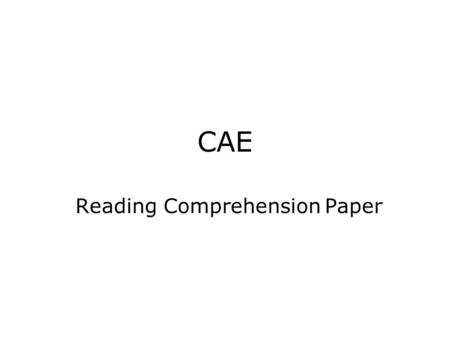 Reading Comprehension Paper