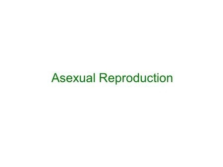 Asexual Reproduction.