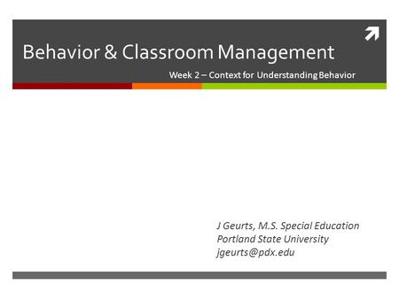 Behavior & Classroom Management