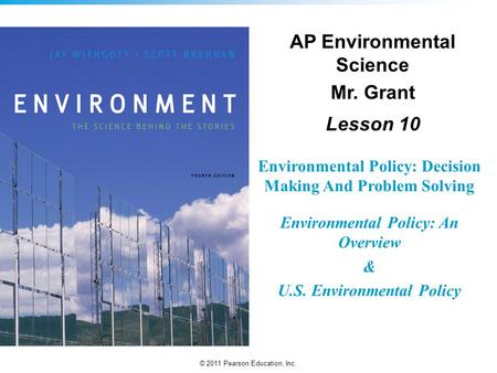 AP Environmental Science Mr. Grant Lesson 10