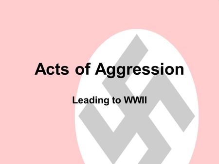 Acts of Aggression Leading to WWII.