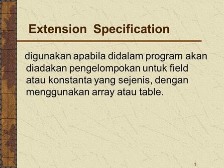 Extension Specification