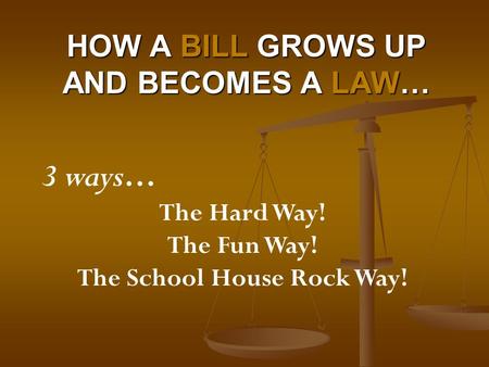 How a Bill grows up and becomes a Law…