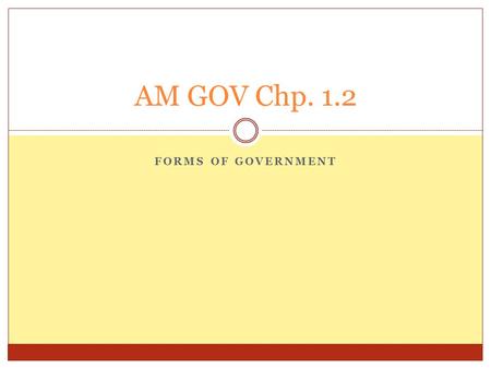 AM GOV Chp. 1.2 Forms of Government.