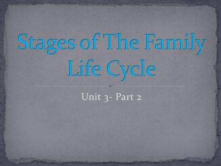 Unit 3- Part 2. Here the emotional change is from the reliance on the family to acceptance of emotional and financial responsibility for ourselves. Our.