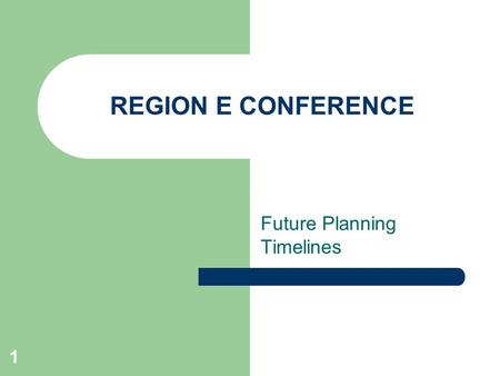 1 REGION E CONFERENCE Future Planning Timelines. 2 Planning Timeline – FY08 Nov 1, 2007 – Put out call for hosting interest for FY09 region conference.