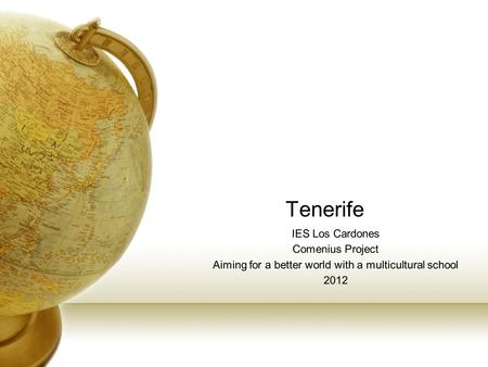 Tenerife IES Los Cardones Comenius Project Aiming for a better world with a multicultural school 2012.