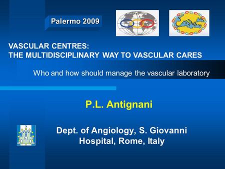 Palermo 2009 P.L. Antignani Dept. of Angiology, S. Giovanni Hospital, Rome, Italy VASCULAR CENTRES: THE MULTIDISCIPLINARY WAY TO VASCULAR CARES Who and.