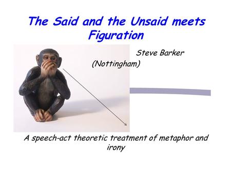 The Said and the Unsaid meets Figuration Steve Barker (Nottingham) A speech-act theoretic treatment of metaphor and irony.