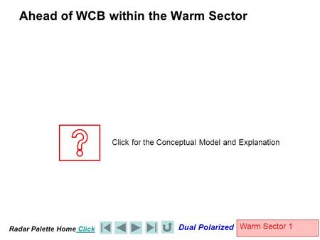 Radar Palette Home Click Dual Polarized Warm Sector 1 Ahead of WCB within the Warm Sector Click for the Conceptual Model and Explanation.