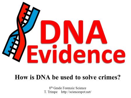 How is DNA be used to solve crimes? 8 th Grade Forensic Science T. Trimpe