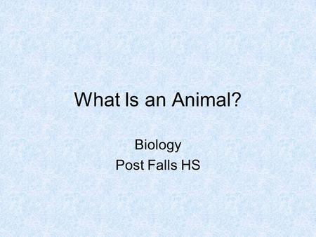 What Is an Animal? Biology Post Falls HS. Characteristics Heterotroph Movement (and sessile) Energy from nutrients Eukaryotic with adaptations.