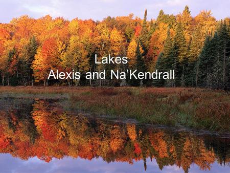 Lakes Alexis and Na’Kendrall. What is a lake? A lake is a huge body of water. A lake is bigger than a pond. Most lakes have fresh water, but some are.