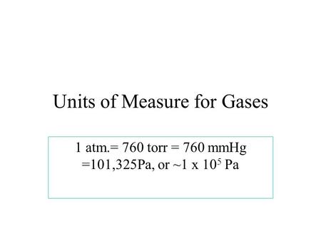 Units of Measure for Gases