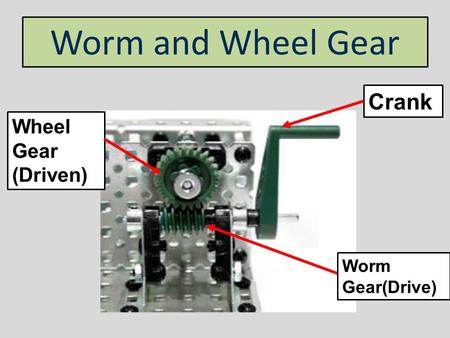 Worm and Wheel Gear Crank Wheel Gear (Driven) Worm Gear(Drive)