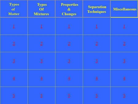 Types Types Properties Separation Miscellaneous