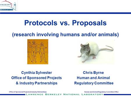 Office of Sponsored Projects & Industry PartnershipsHuman and Animal Regulatory Committee Office Protocols vs. Proposals (research involving humans and/or.
