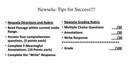 Newsela- Tips for Success!!!