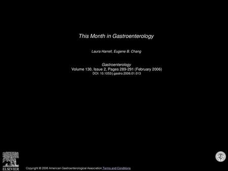 This Month in Gastroenterology