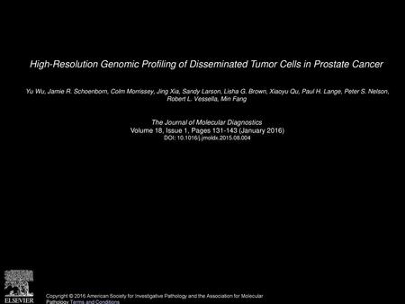 High-Resolution Genomic Profiling of Disseminated Tumor Cells in Prostate Cancer  Yu Wu, Jamie R. Schoenborn, Colm Morrissey, Jing Xia, Sandy Larson, Lisha.
