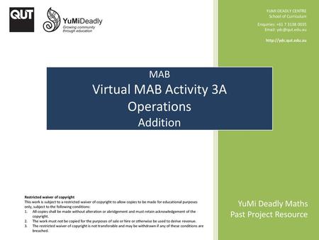 Virtual MAB Activity 3A Operations Addition