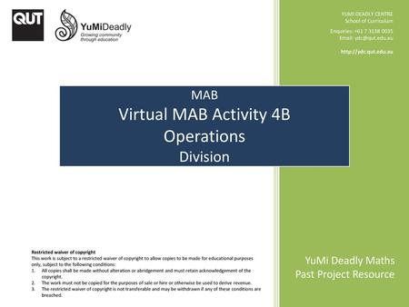Virtual MAB Activity 4B Operations Division