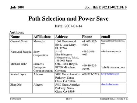 Path Selection and Power Save