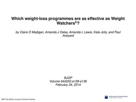 Which weight-loss programmes are as effective as Weight Watchers®?