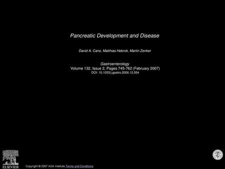 Pancreatic Development and Disease