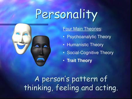 A person’s pattern of thinking, feeling and acting.