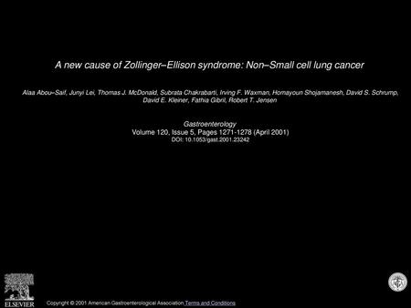 A new cause of Zollinger–Ellison syndrome: Non–Small cell lung cancer
