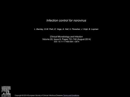 Infection control for norovirus