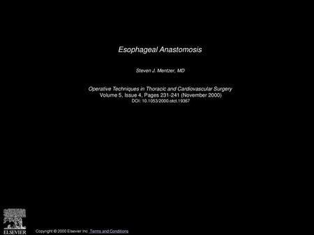 Esophageal Anastomosis