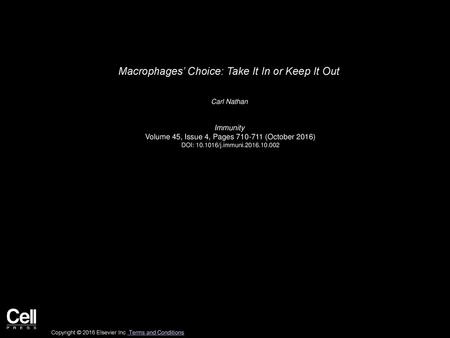 Macrophages’ Choice: Take It In or Keep It Out