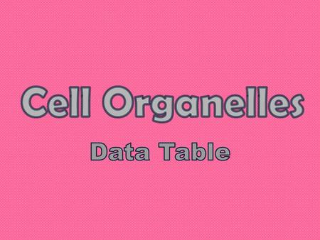 Cell Organelles Data Table.