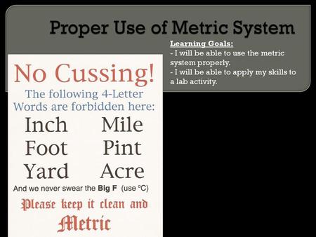 Proper Use of Metric System